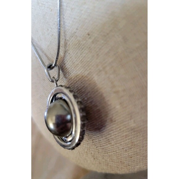 Swarovski Triple Strand Pendant Faux Pearl Crystal Necklace Swan Signed - Picture 5 of 10